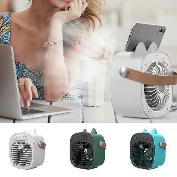 Unisex Einheitsgröße kompakter USB wiederaufladbarer persönlicher Nebelkühler mit verstellbarem Gitterluftbefeuchter und Leder-Tragegurt Brehn