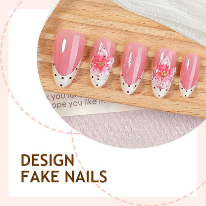 Kunstnagel-Set mit floralen Designs und Glitzerakzenten Brehn