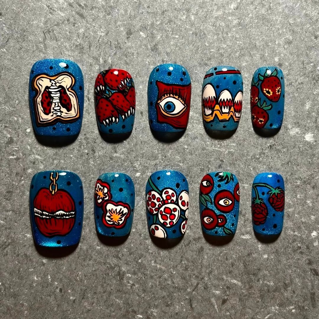 Künstlerisches Press-On Nagelkunst Design Set Brehn