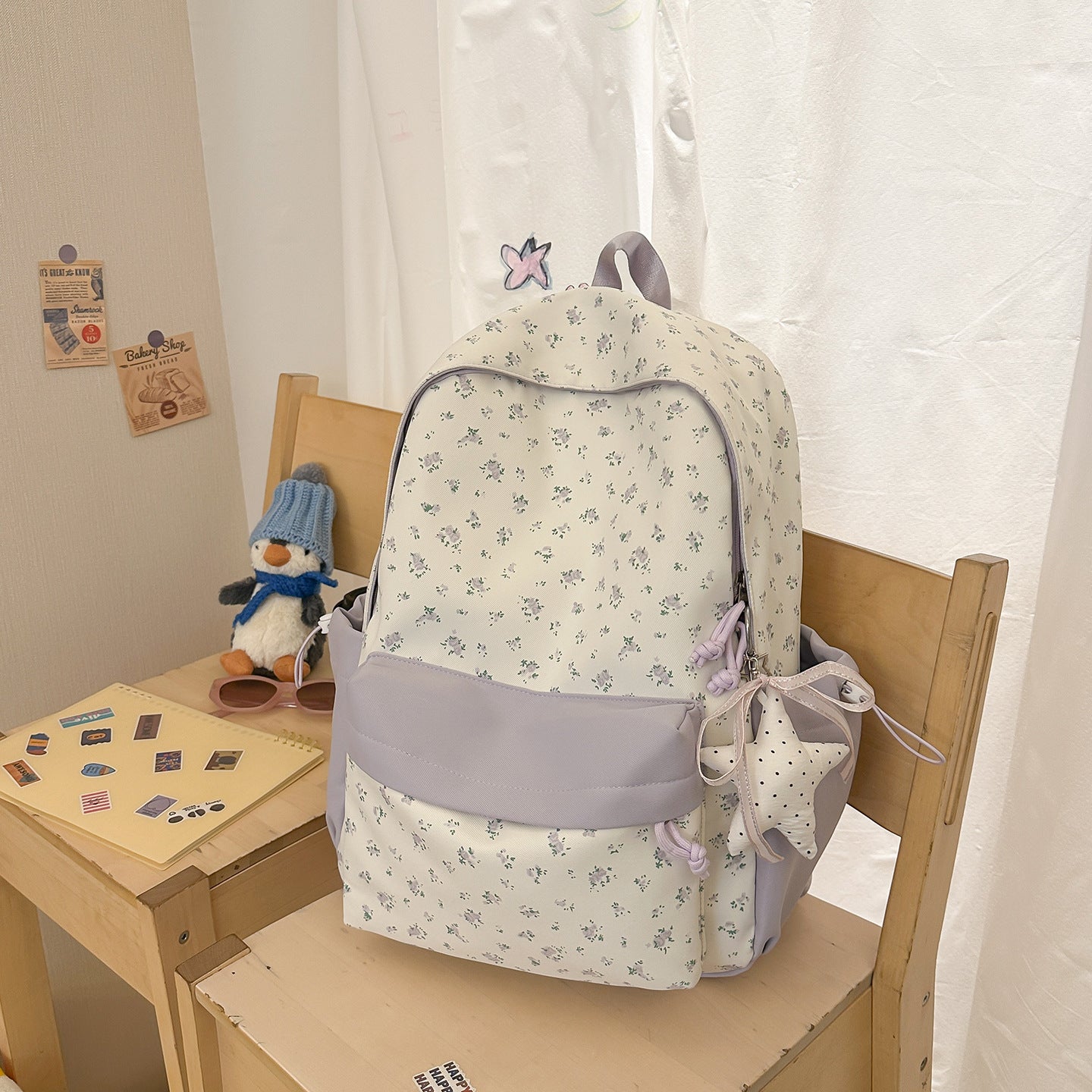 Blumenmuster Schulrucksack