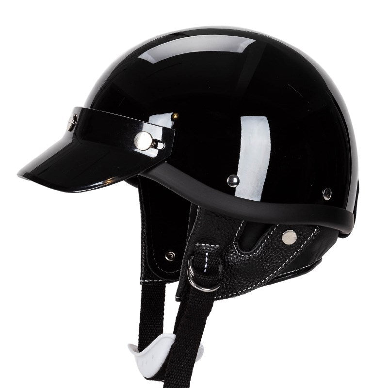 Klassischer Motorrad-Halbschalenhelm mit Visier Brehn