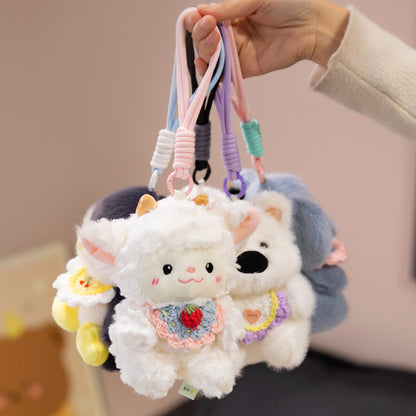 Plüsch-Pinguin Dekorativer Taschencharms mit Häkel-Latz und Feder-Loop-Clip Brehn