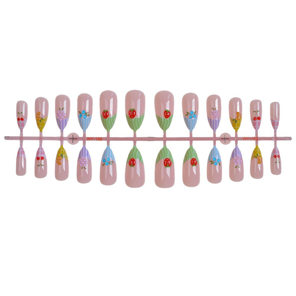 Frucht-inspiriertes künstlerisches Press-On-Nagelset Brehn