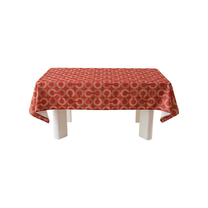Rechteckige Tischdecke mit retro-geometrischem Kreisprint aus pflegeleichtem Baumwollmix Brehn