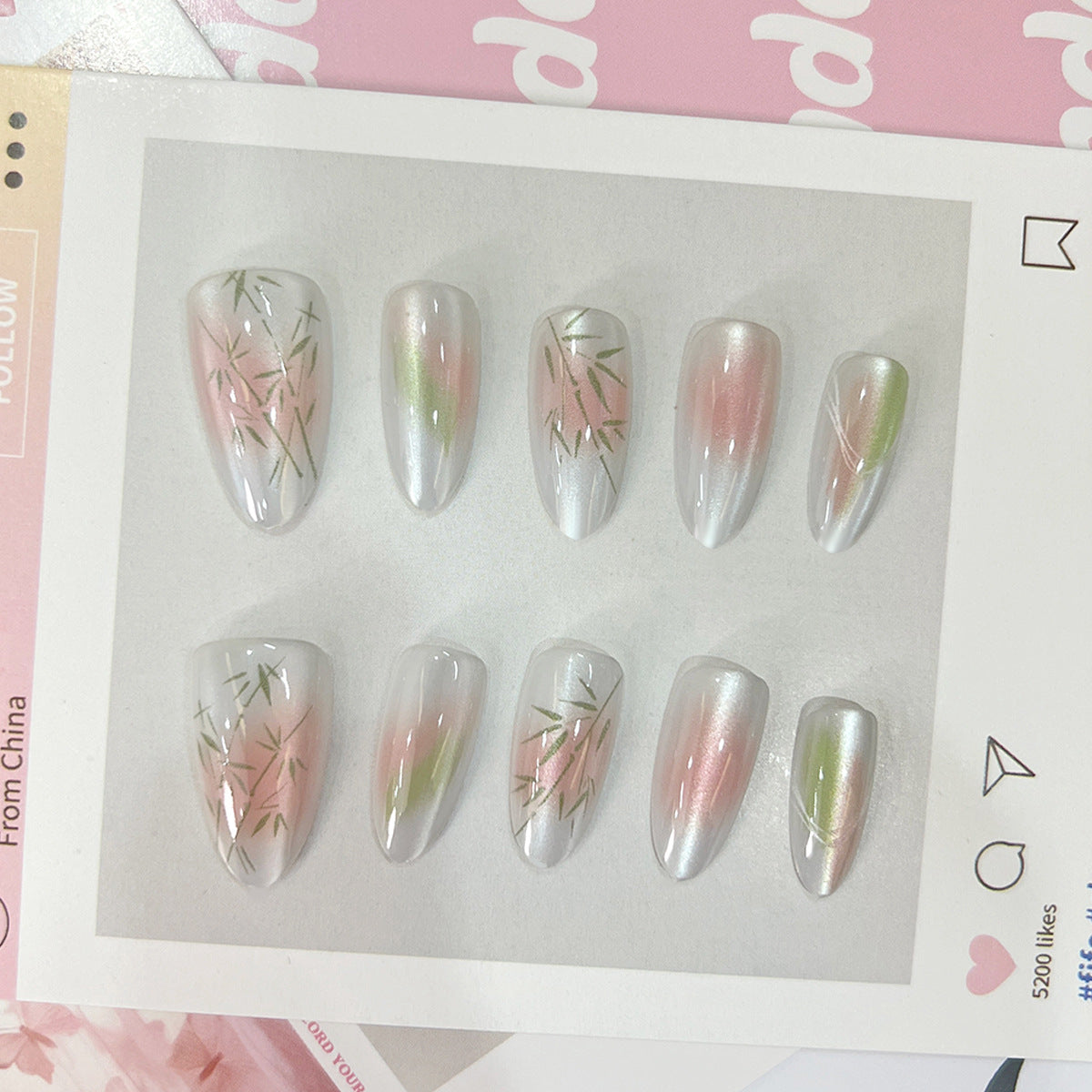 Künstliche Nagelspitzen mit elegantem Design und botanischen Akzenten Brehn