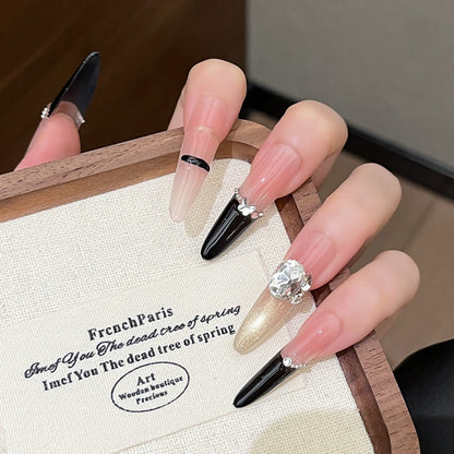 Premium Strass-beschmückte Press-On Nagelverlängerungen Brehn