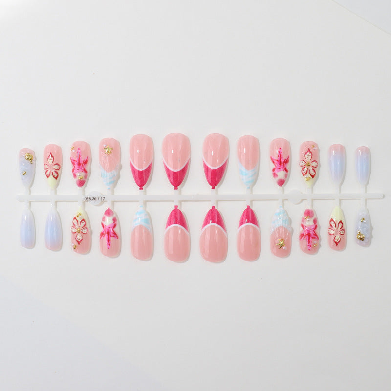 Künstlerische florale Press-On Nagelspitzen Brehn