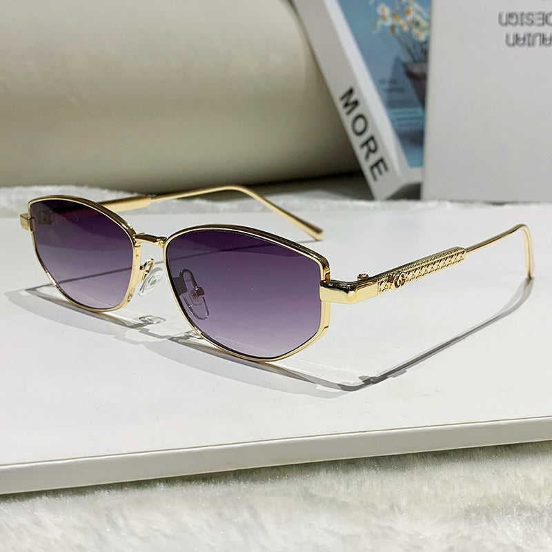 Damen elegante Sonnenbrille mit funkelndem Metallrahmen Brehn