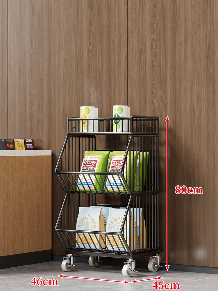 Drei-Stufiger Mobiler Drahtkorb-Organizer-Wagen
