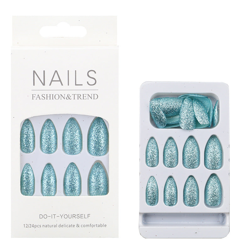 Glitzernde mandelförmige Press-On Nagelspitzen Brehn