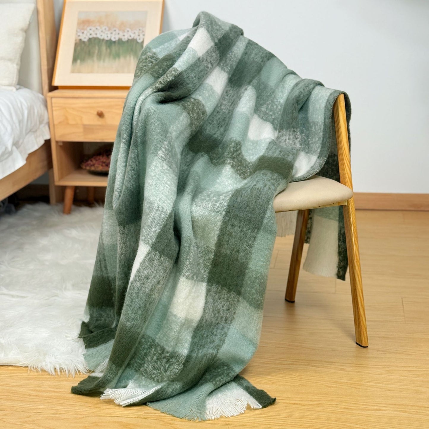 Gemütliche kariert gestrickte Decke