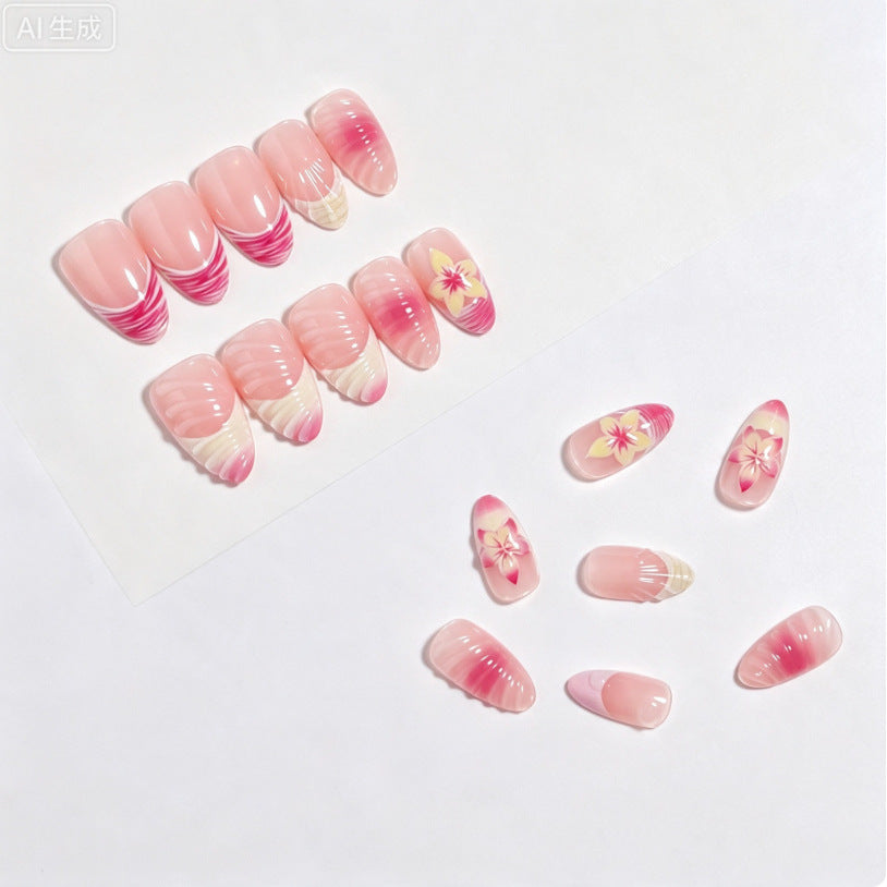 Elegantes blumenförmiges Press-On-Nagel-Set Brehn