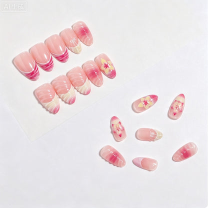 Elegantes blumenförmiges Press-On-Nagel-Set Brehn