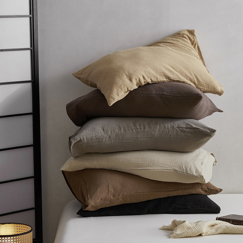 Atmungsaktives Baumwoll‑Musselin Bettwäsche‑Set mit natürlicher Crinkle‑Struktur