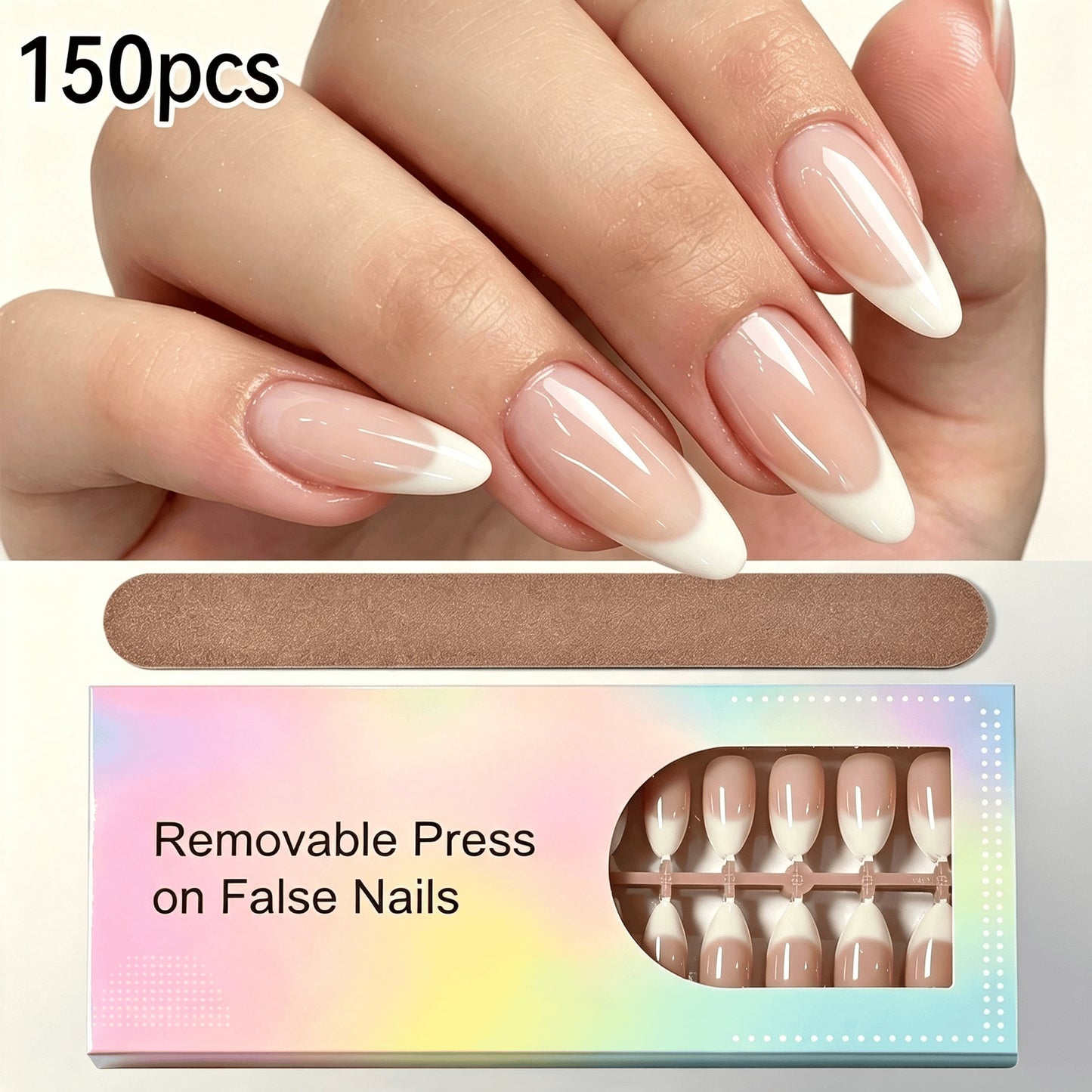 Entfernbares Press-On-Nagelset mit französischem Spitzen Design Brehn