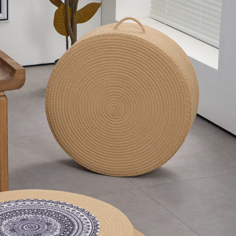 Runder Kunstleder Pouf Brehn