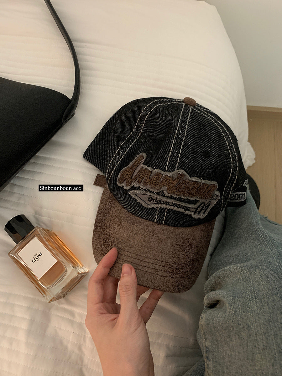 Vintage Bestickte Denim-Kappe