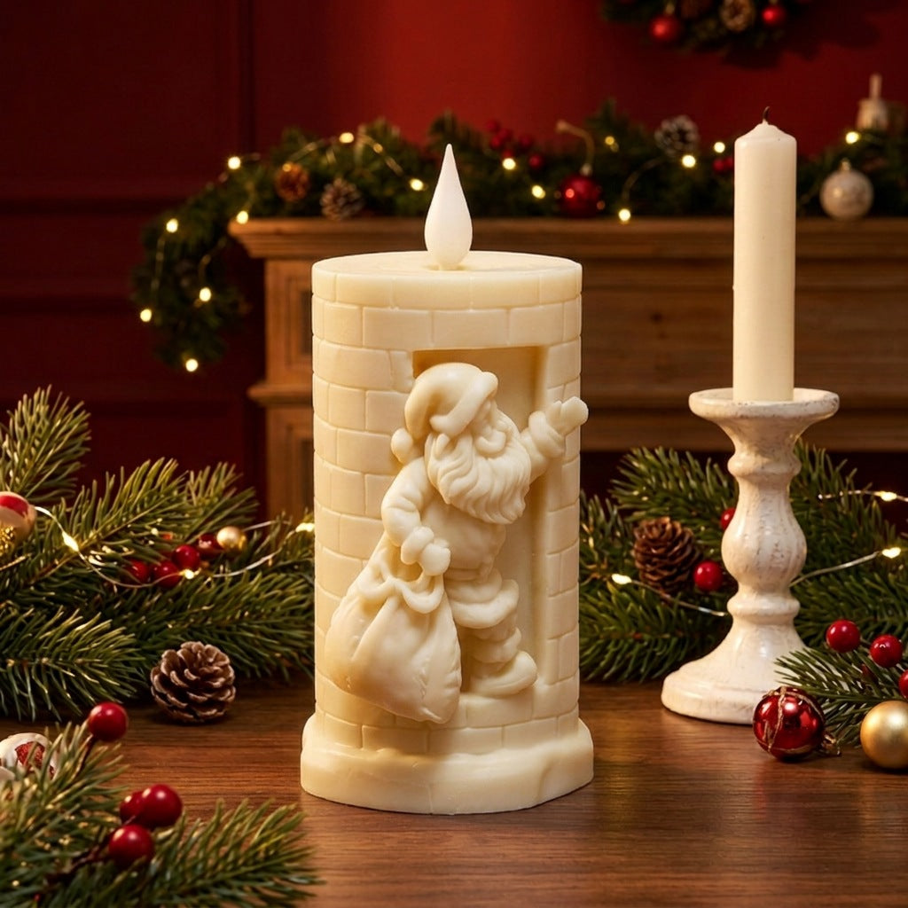Weihnachtskerze mit Santa-Motiv