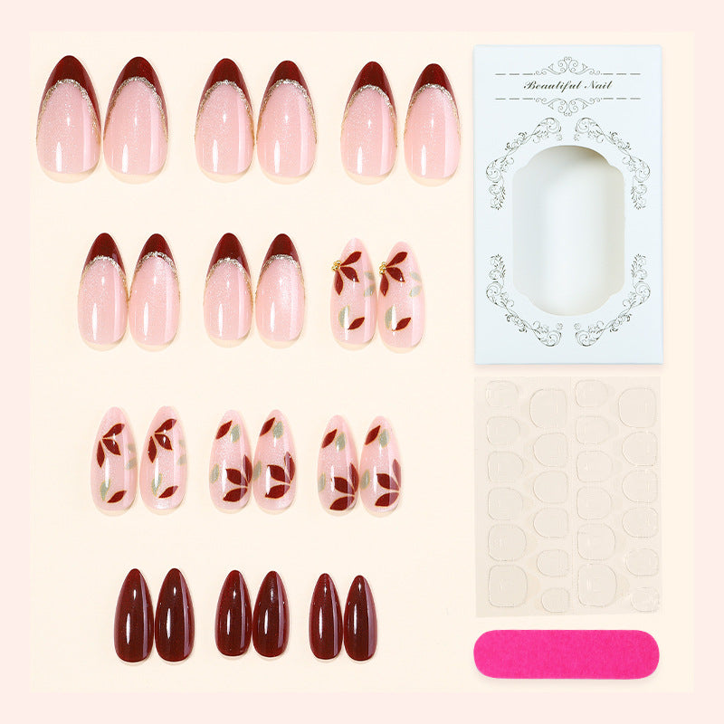 Elegante Press-On-Nagel-Set mit Floralart Brehn