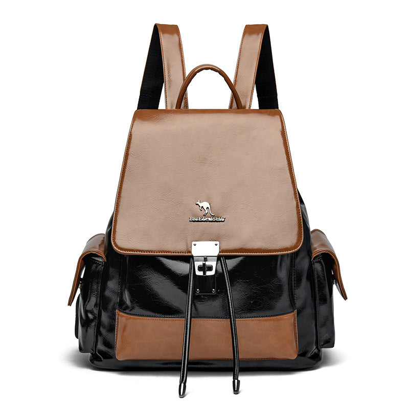 Stilvolle Multi-Taschen Leder Rucksack