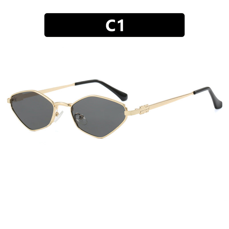Damen geometrische Sonnenbrille mit glänzendem Metallrahmen und polarisierten Gläsern Brehn
