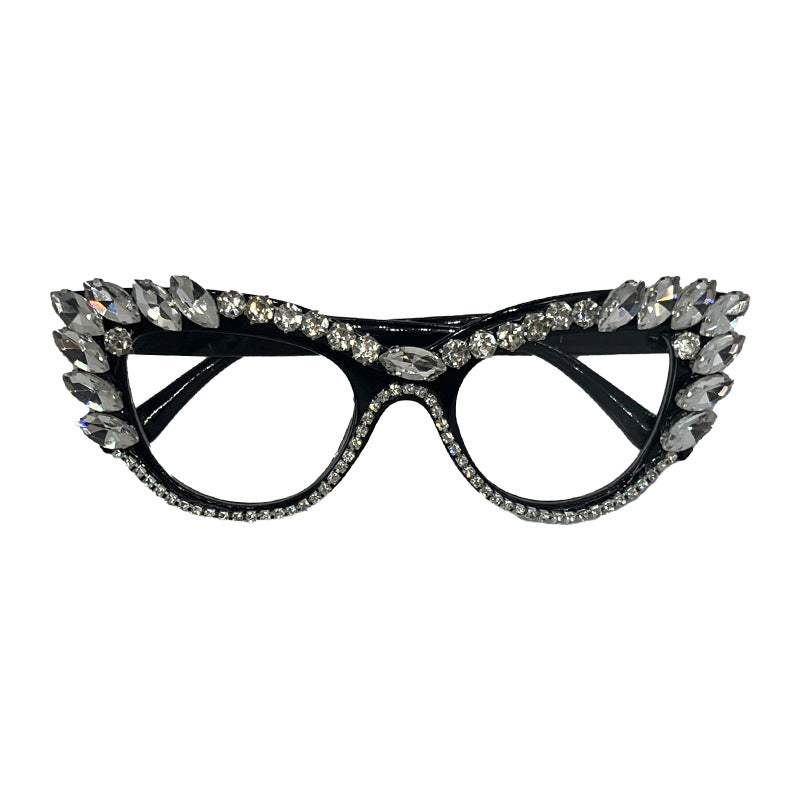 Luxuriöse Katzenaugen-Rhinestone-Sonnenbrille Brehn
