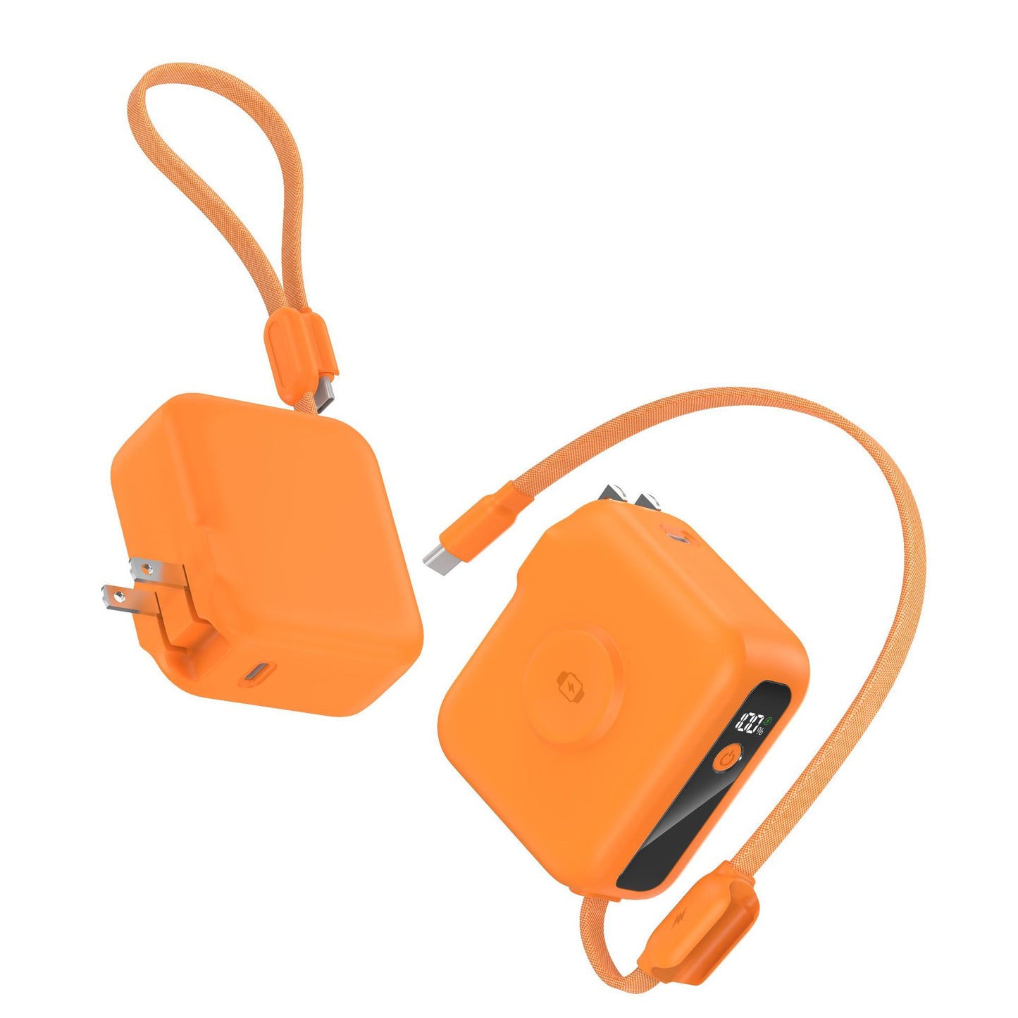 Kompaktes Ladegerät mit Integriertem Usb-C-Kabel und Digitalem Display Brehn