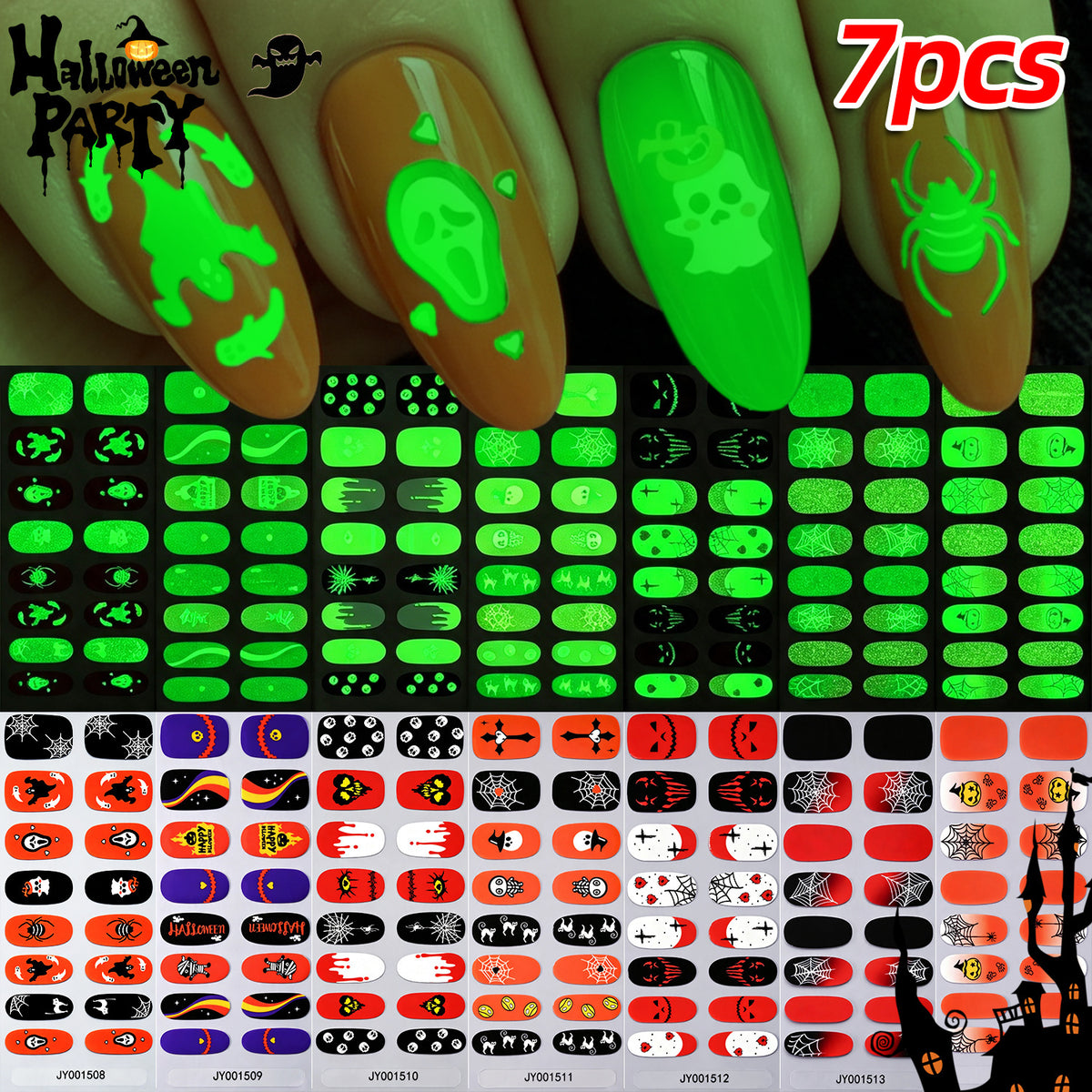 Leuchtende Halloween-Nagelkunst-Sticker