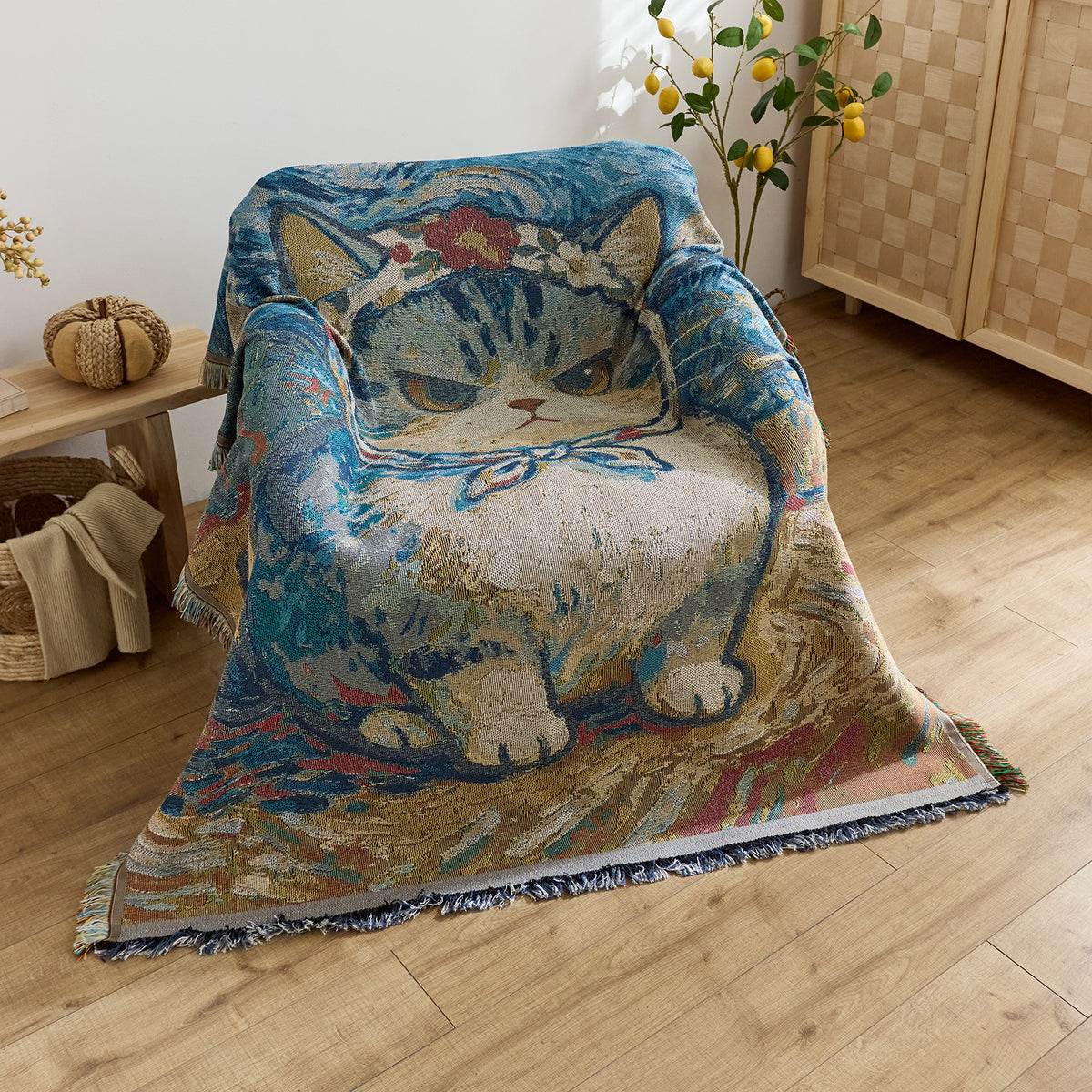 Künstlerische Jacquard-Wurfdecke