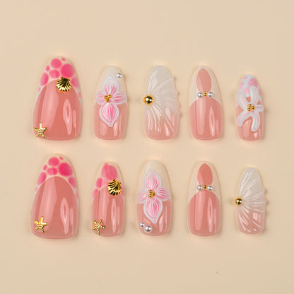 Dekoratives Floral Stiletto Press-On Nagelkunst Set Brehn