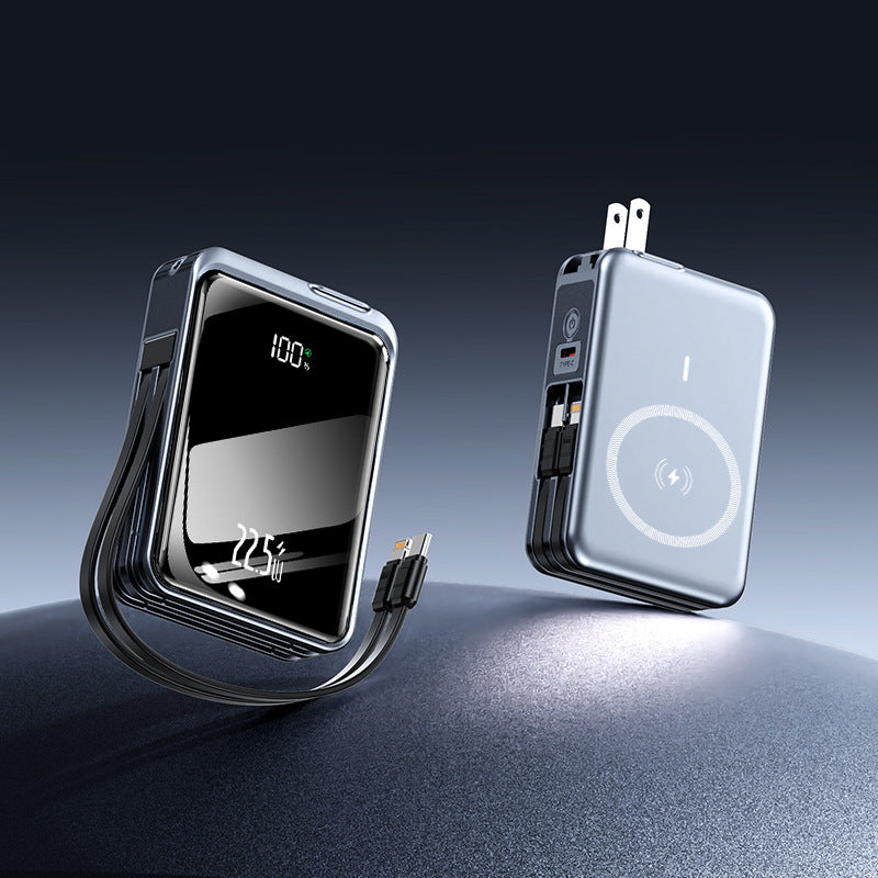 Tragbare Powerbank mit integrierter kabelloser Ladefunktion und LED-Display Brehn