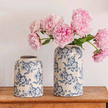 Blumengemusterte Keramische Wohnkulturvase