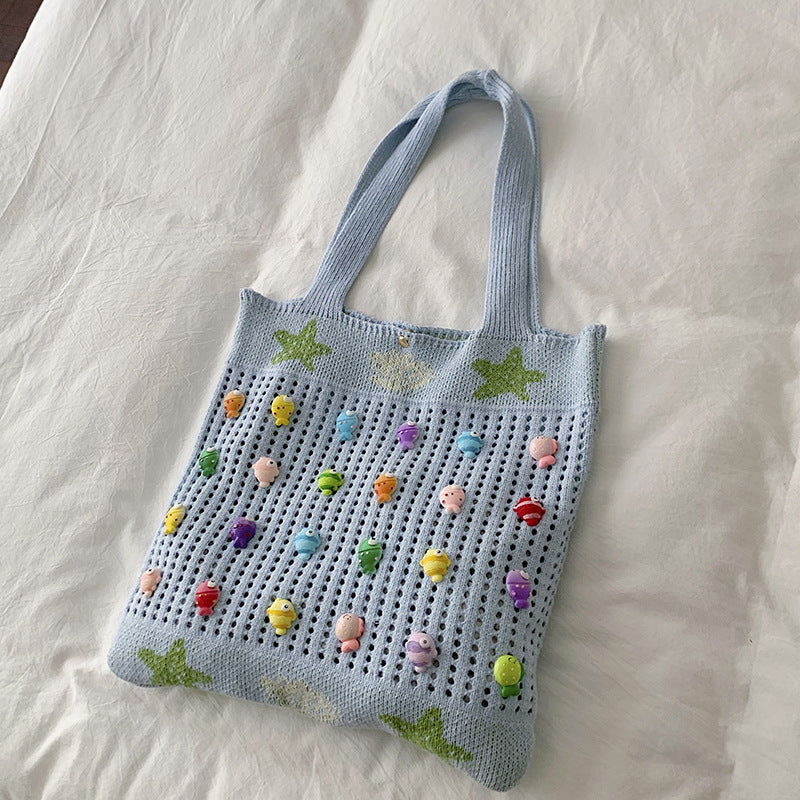 Bunte Dekorative Häkel Tote Bag Brehn