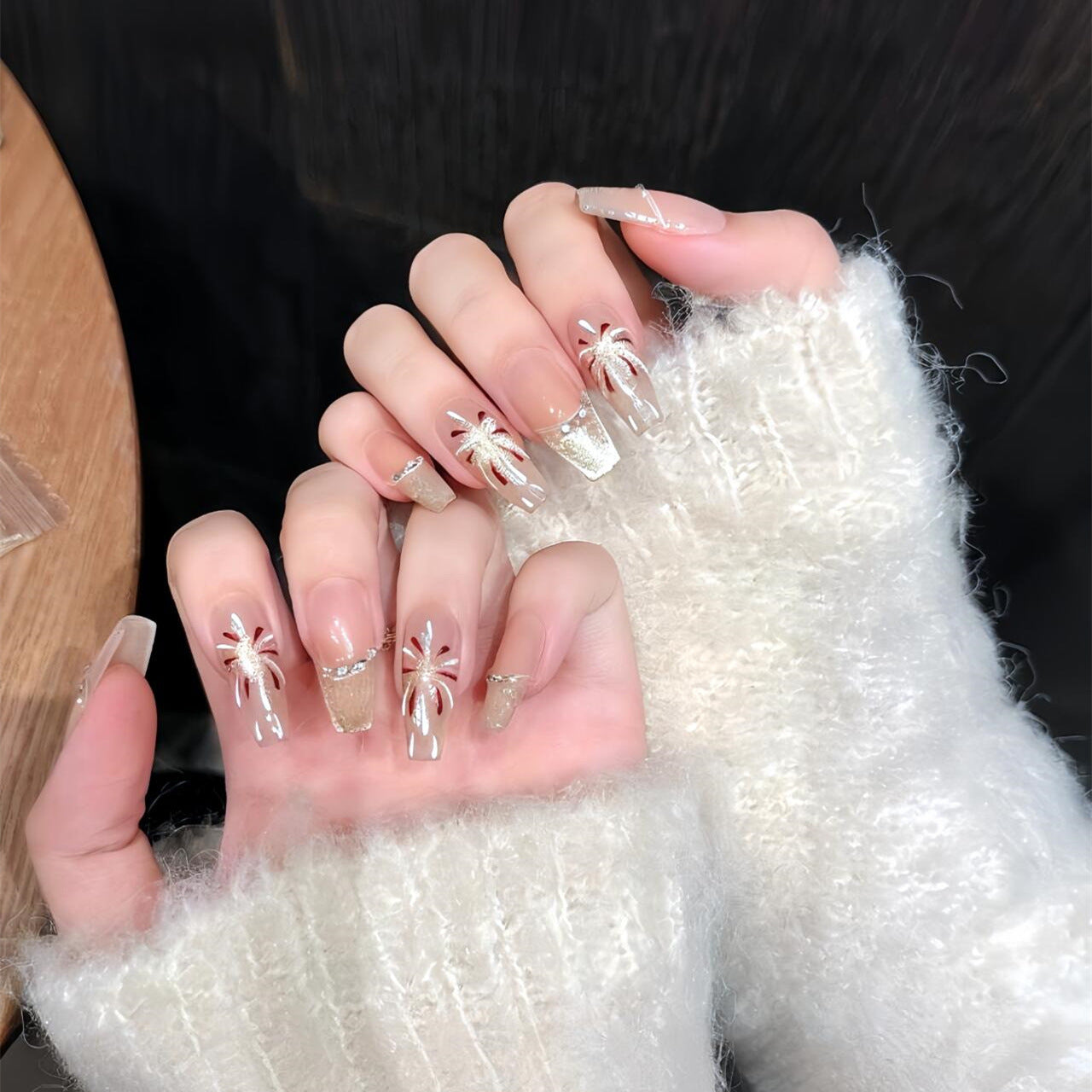 Elegantes florales Press-On-Nageldesign-Kit Brehn