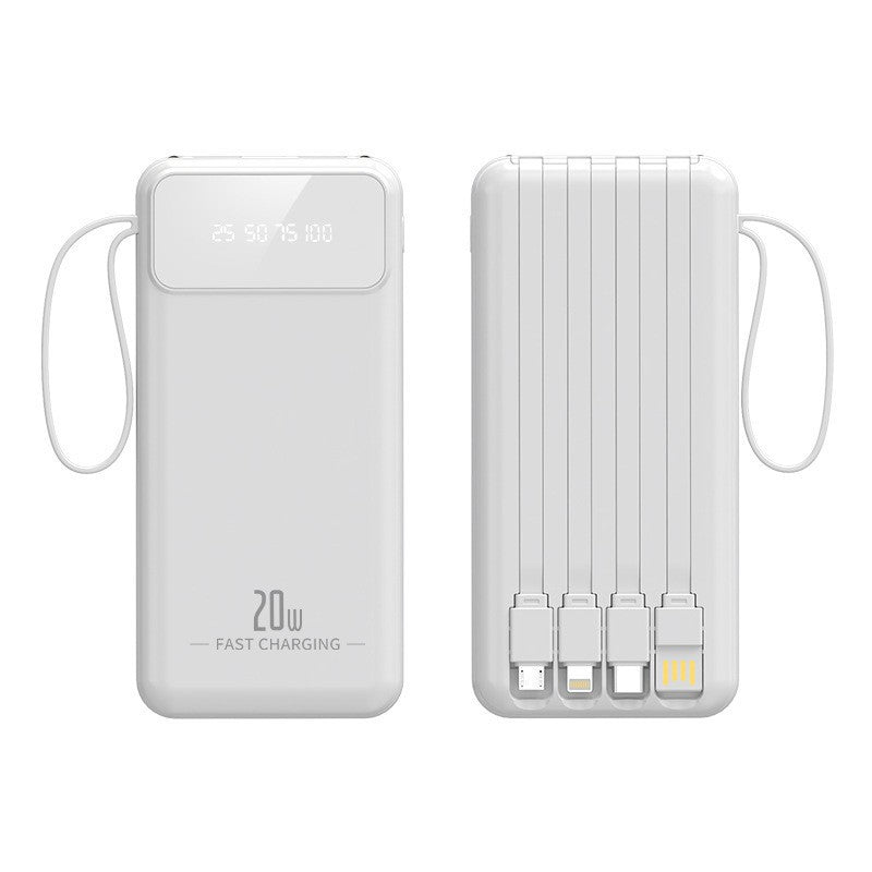 Powerbank mit multifunktionalen Ladekabeln und digitaler Ladeanzeige Brehn