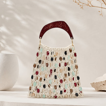 Exklusive Makramee Tasche mit Schmuckdetails Brehn