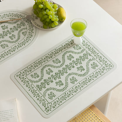 Abwischbare Tischsets aus PU‑Leder mit botanischem Silhouetten‑Design Brehn