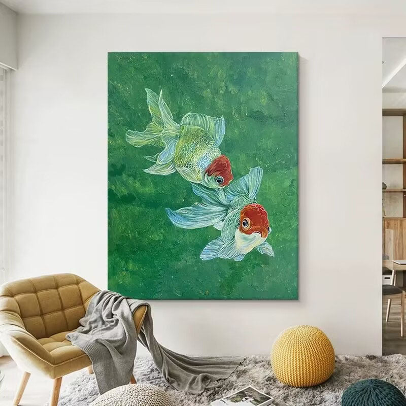 Künstlerische Goldfisch-Leinwand-Wandkunst