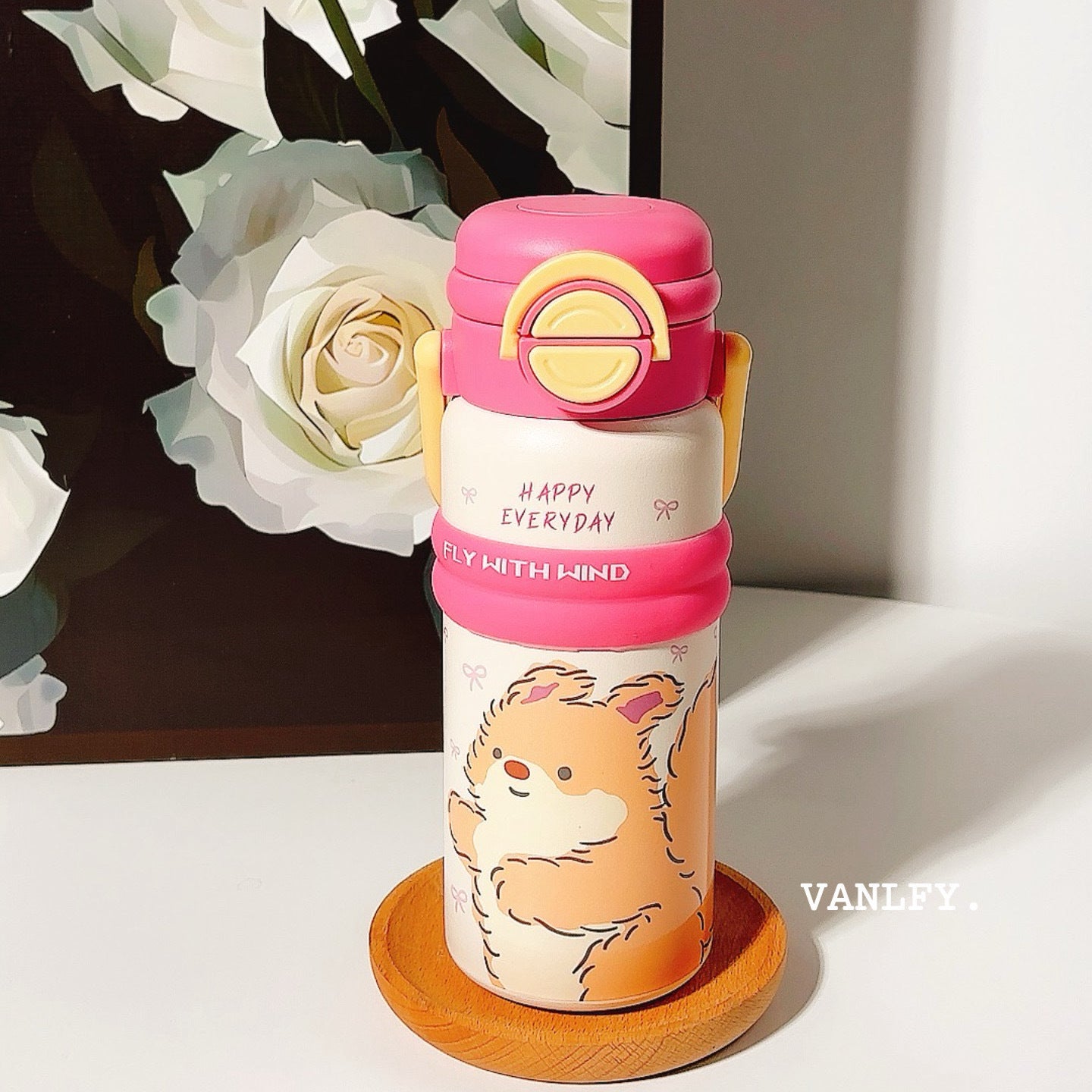 Damen Isolier-Trinkflasche mit praktischem Klappverschluss und niedlichem Tierdesign Brehn