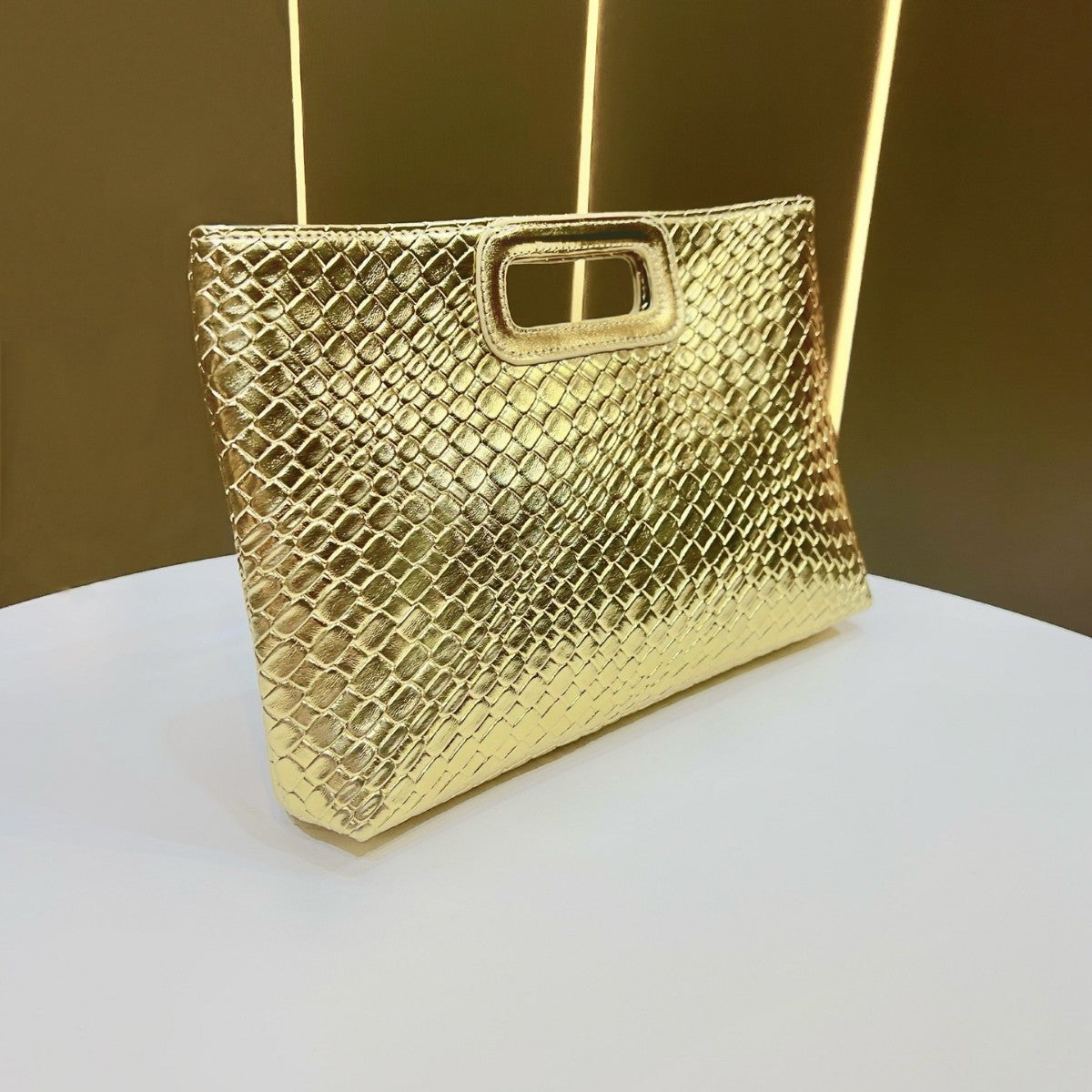 Strukturierte Metallic-Abend-Clutch