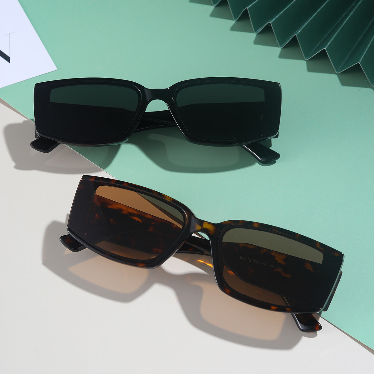 Damen elegante rechteckige Sonnenbrille mit stylischem Acetat-Rahmen Brehn