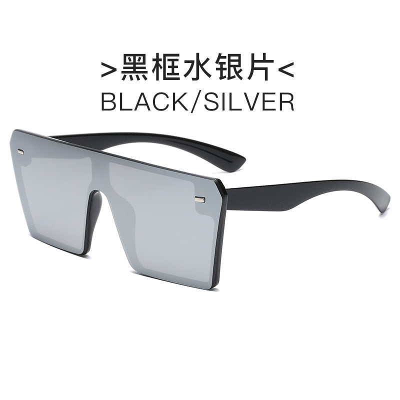 Damen futuristische Sonnenbrille mit übergroßem rechteckigem Rahmen Brehn
