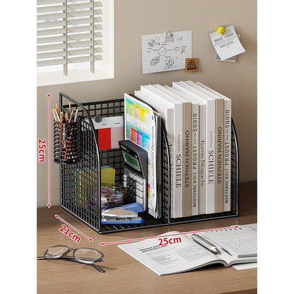 Mesh Desktop Multi-Compartment Datei- und Schreibwarenorganisator mit Stiftbecher