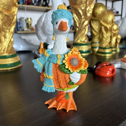 Dekorative Figur einer Sonnenblumen-Gans Brehn