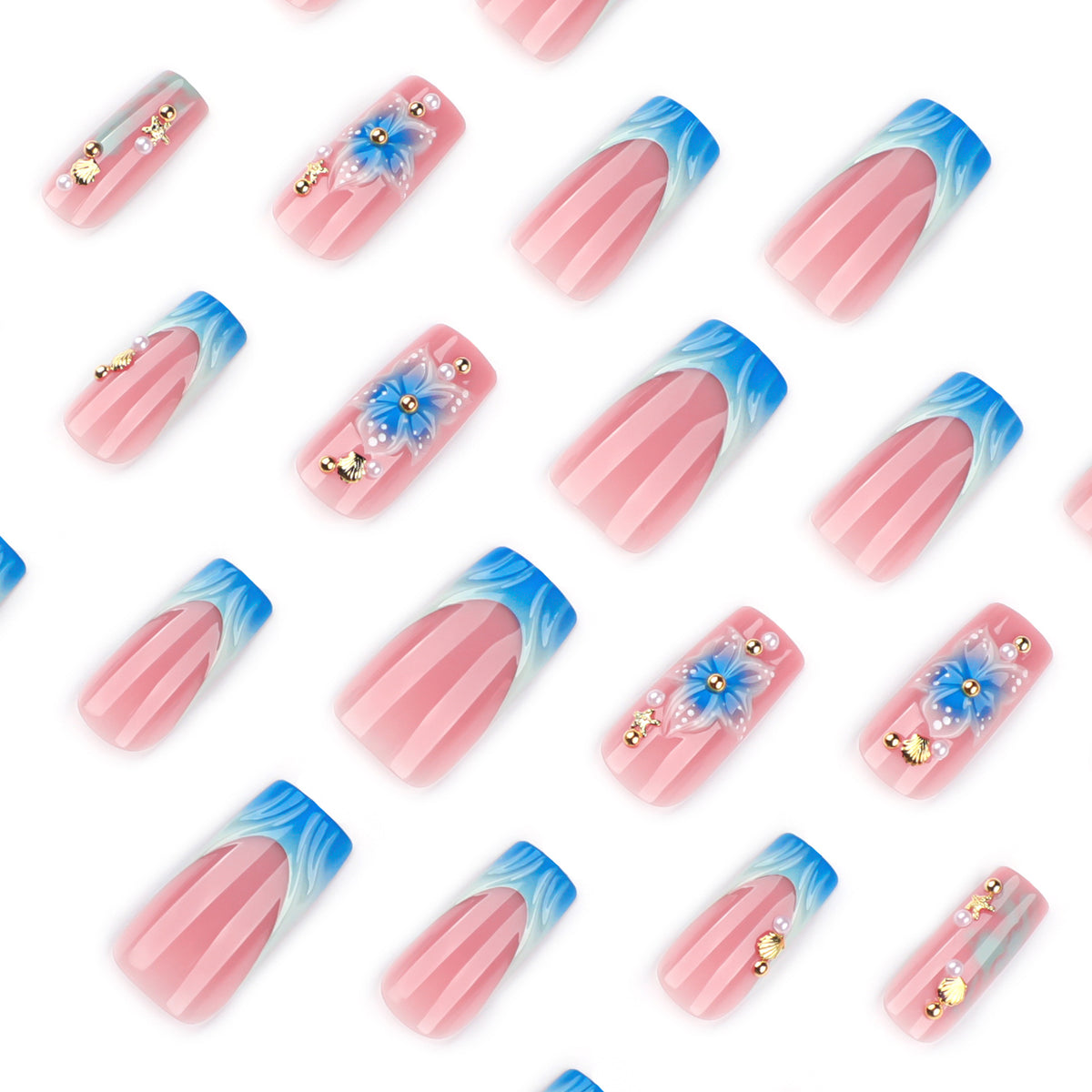 Kunstvolle Nagelkunst mit floralen Akzenten und Glitzereffekten Brehn