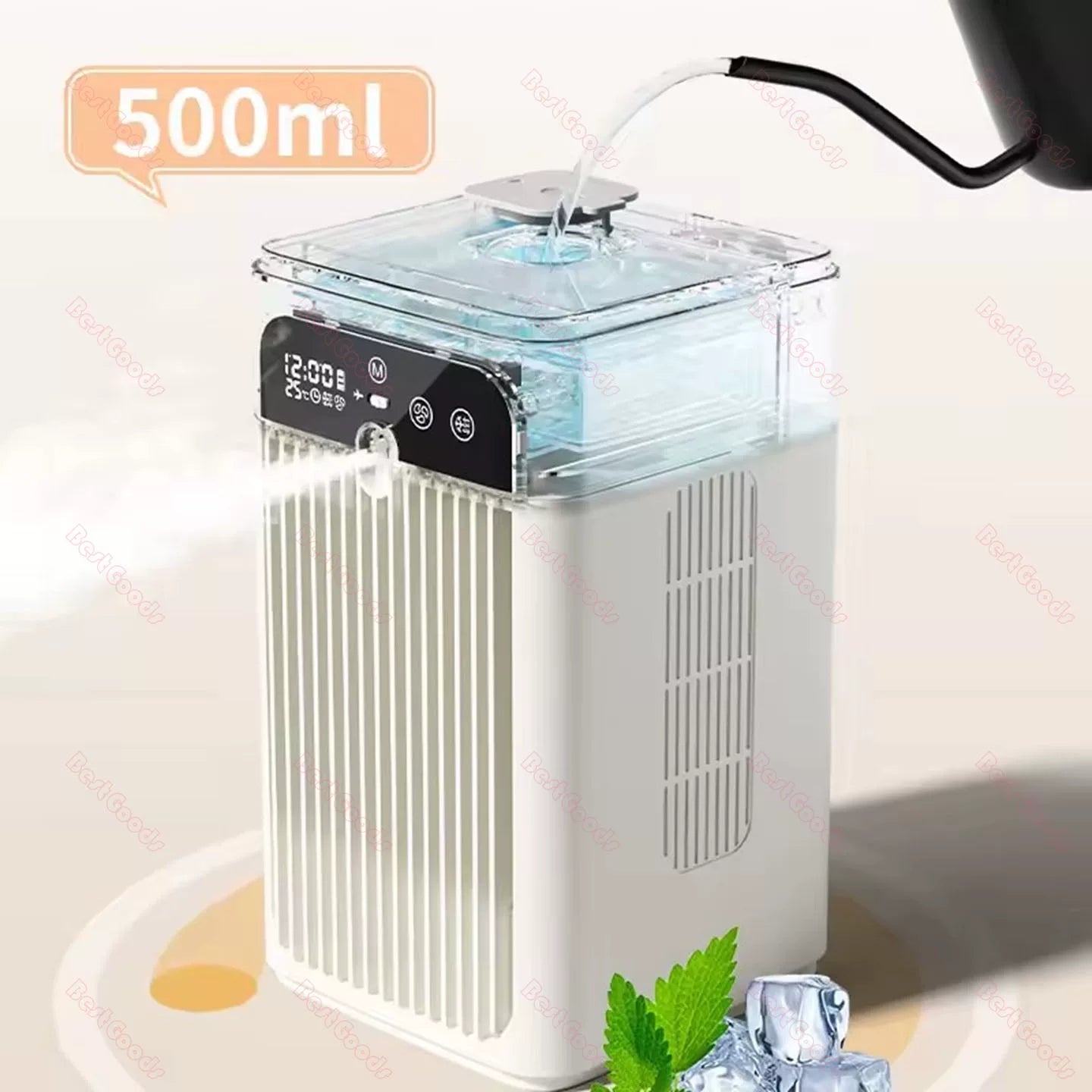 Unisex Einheitsgröße tragbarer evaporativer Kühlturm mit Sprühbefeuchter Hochleistungsakku und mehrstufigem Motor Brehn