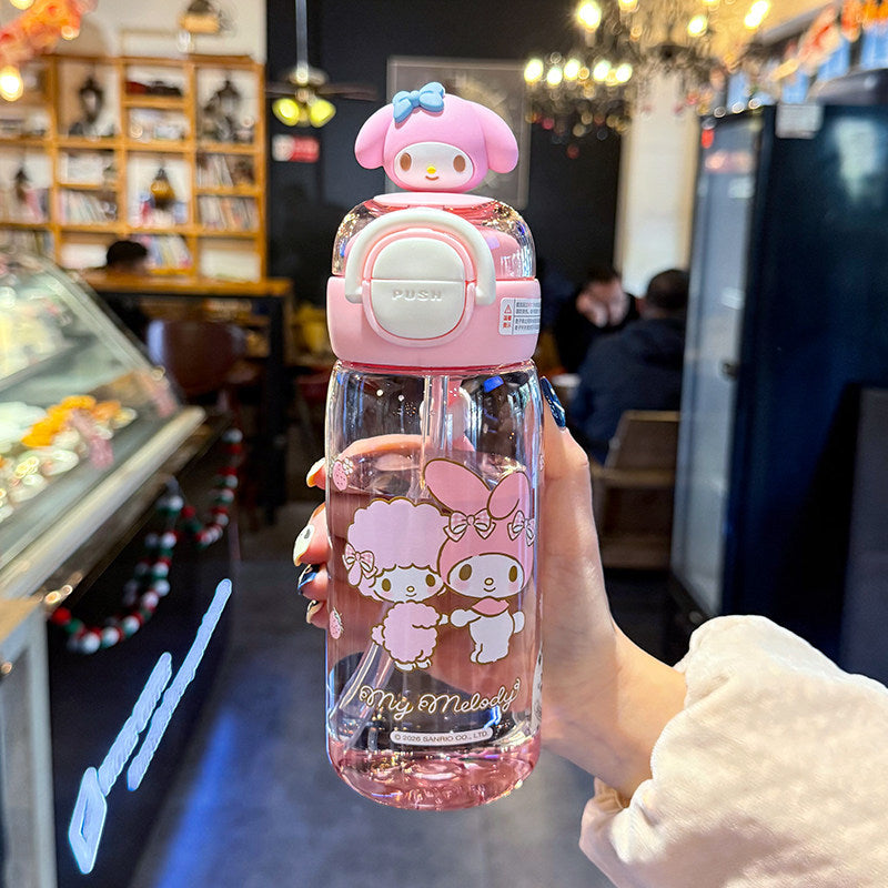 Damen Trinkflasche mit interaktivem Deckel und süßem Charakterdesign Brehn
