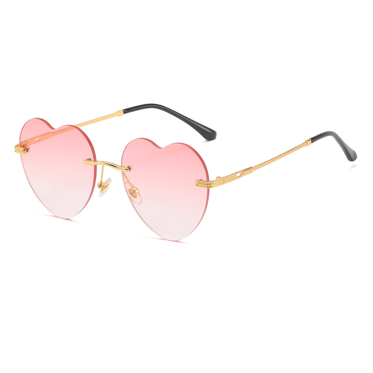 Damen Herzförmige Sonnenbrille mit verspiegelten Gläsern und goldenem Rahmen Brehn