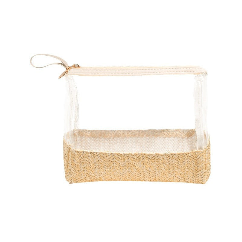 Kosmetiktasche Aus Transparentem Material mit Geflochtenem Boden Brehn