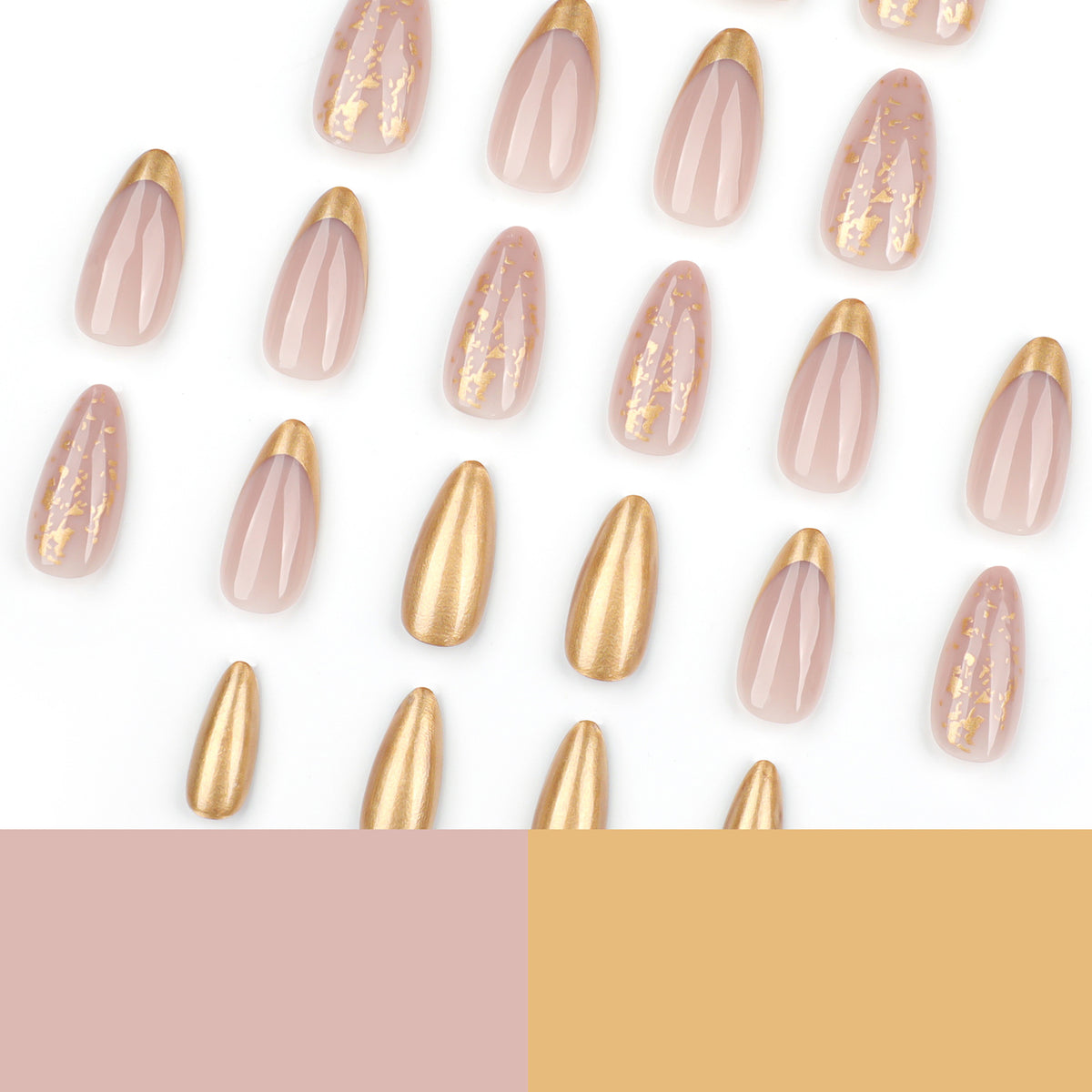 Kunstvolle Stiletto-Nägel mit Glitzer- und Goldakzenten Brehn